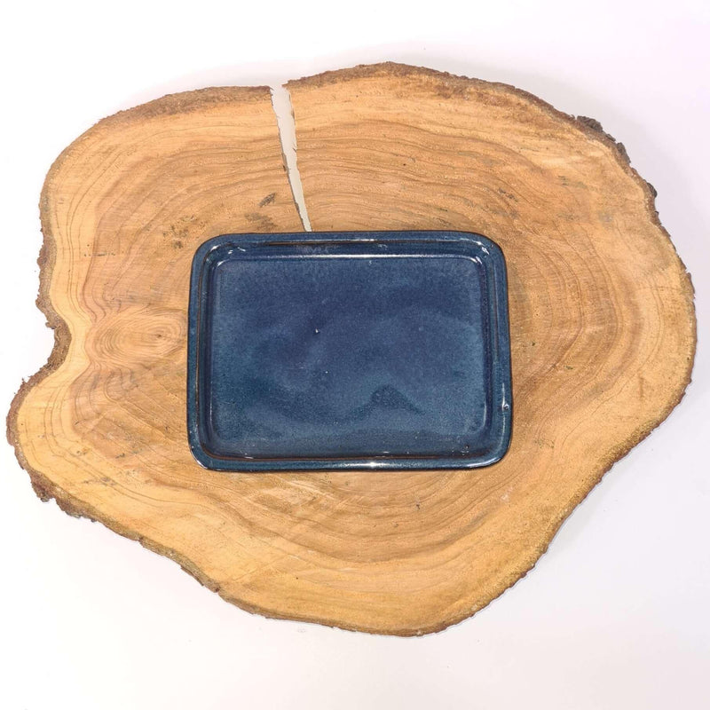 16cm Glazed Bonsai Pot | Rectangle | 16cm x 13cm x 6cm | Blue
