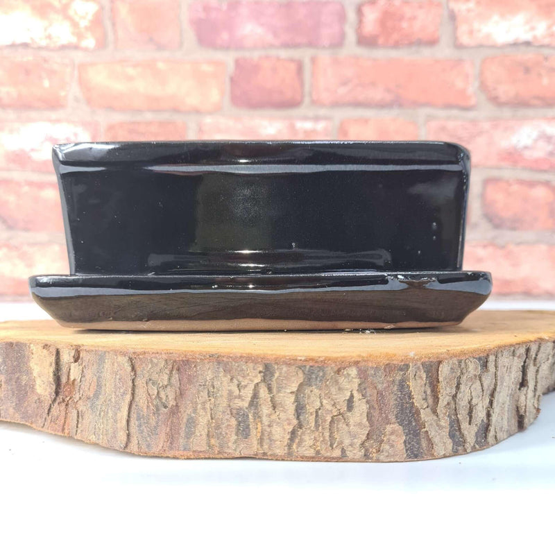 16cm Glazed Bonsai Pot | Rectangle | 16cm x 13cm x 6cm | Black