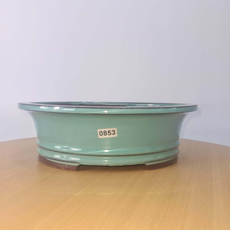 23cm Glazed Bonsai Pot | Oval | 23cm x 19cm x 7cm | Turquoise