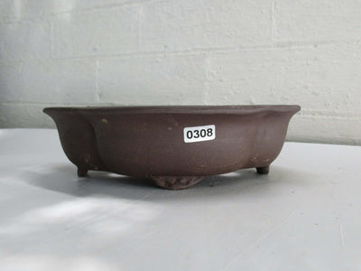 20cm Unglazed Bonsai Pot | Floral | 20cm x 17cm x 6cm | Brown