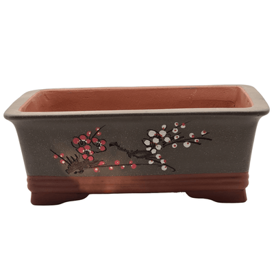 Unglazed Decorated Rectangle Bonsai Pot | 37cm x 26cm x 13cm