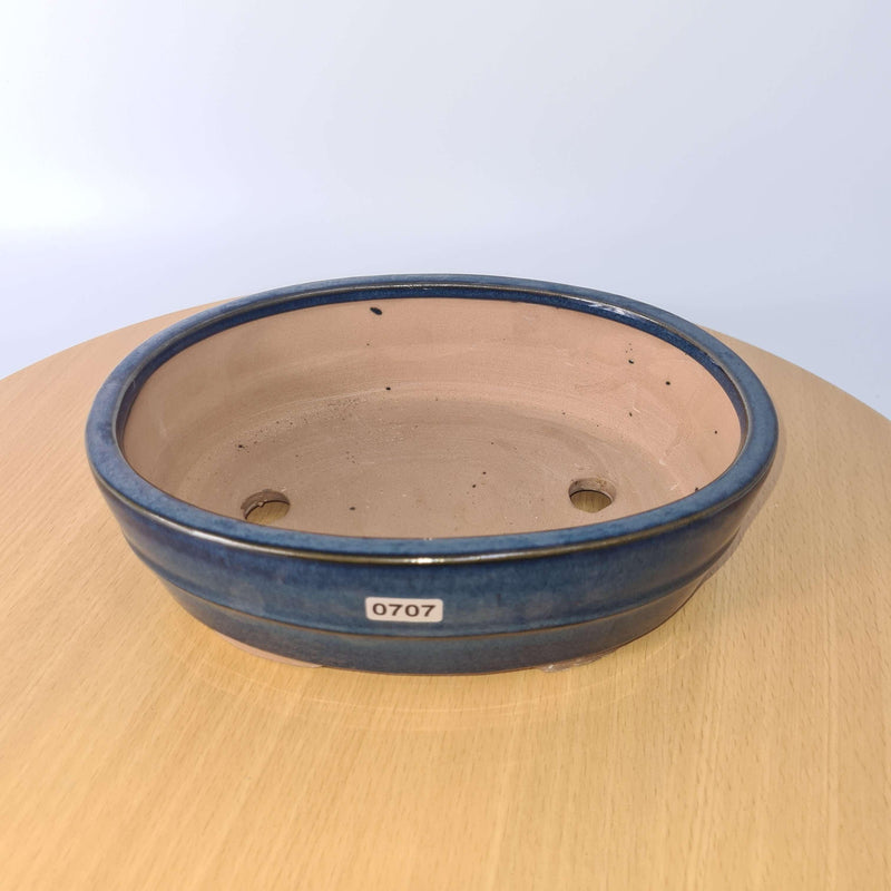 22cm Glazed Bonsai Pot | Oval | 22cm x 16cm x 7cm | Blue
