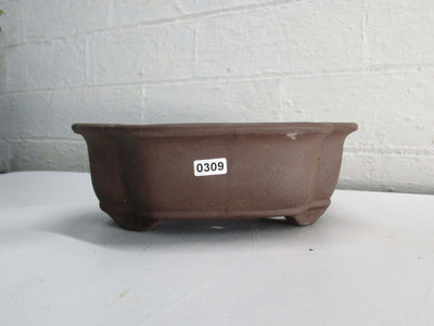 20cm Unglazed Bonsai Pot | Floral | 20cm x 17cm x 8cm | Brown