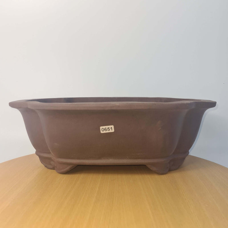 37cm Unglazed Bonsai Pot | Floral | 37cm x 30cm x 13cm | Brown