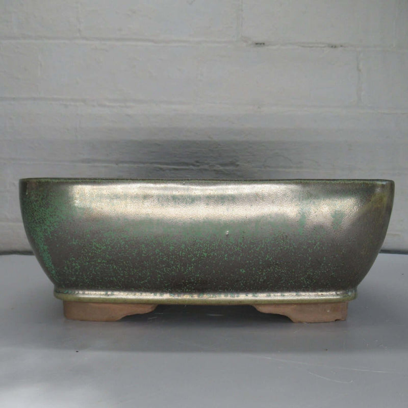 26cm Glazed Bonsai Pot | Rectangle | 26cm x 20cm x 9cm | Green