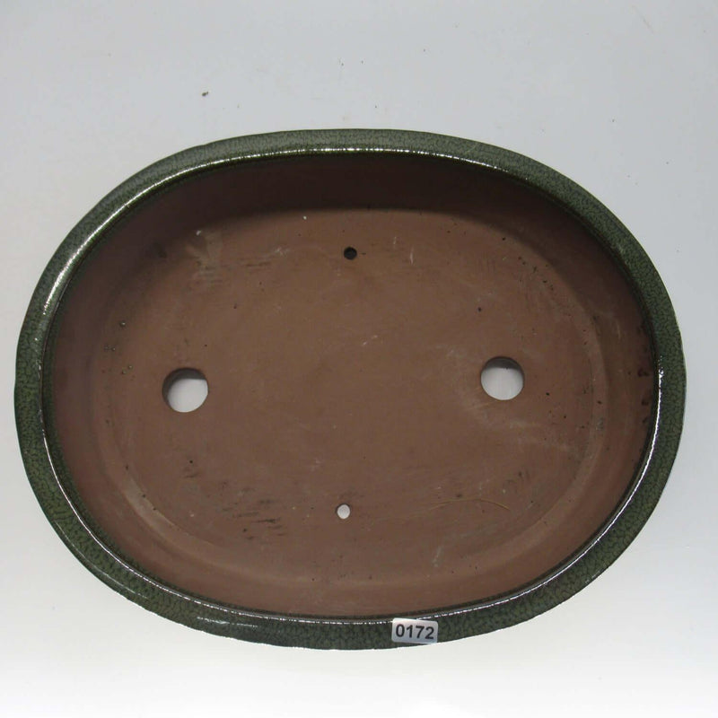 31cm Glazed Bonsai Pot | Oval | 31cm x 25cm x 8cm | Green