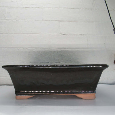 32cm Glazed Bonsai Pot | Rectangle | 32cm x 26cm x 10cm | Black