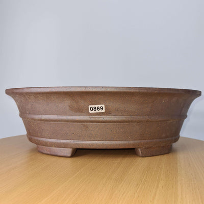 33cm Premium Unglazed Bonsai Pot | Oval | 33cm x 27cm x 10cm | Brown
