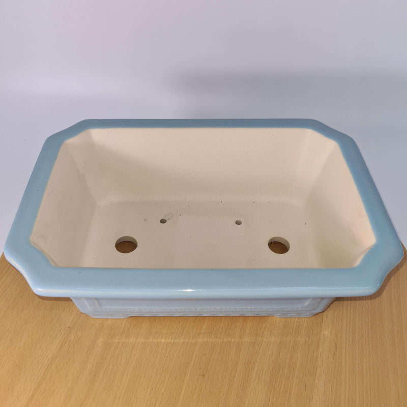 32cm Premium Glazed Bonsai Pot | Rectangle | 32cm x 23cm x 10cm | Blue