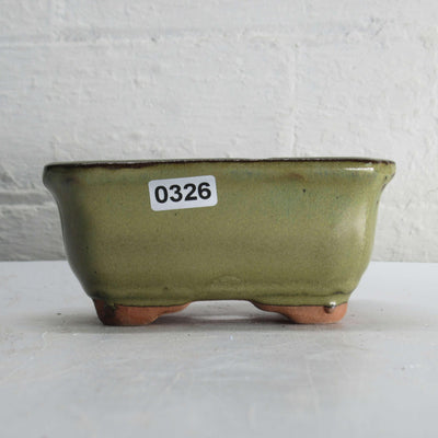 11cm Glazed Bonsai Pot | Rectangle | 11cm x 8cm x 5cm | Green