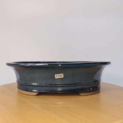31cm Glazed Bonsai Pot | Oval | 31cm x 24cm x 9cm | Blue