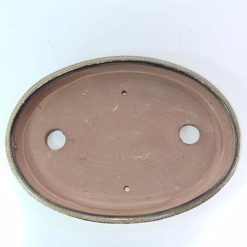 26cm Glazed Bonsai Pot | Oval | 26cm x 19cm x 4cm | Green
