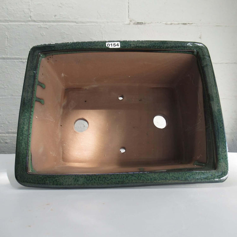 26cm Glazed Bonsai Pot | Rectangle | 26cm x 20cm x 9cm | Green