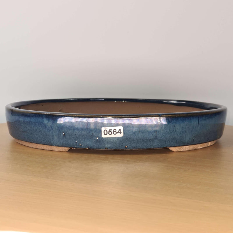 26cm Glazed Bonsai Pot | Oval | 26cm x 19cm x 4cm | Blue