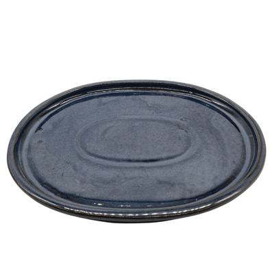 28cm Glazed Bonsai Pot Drip Tray | Oval | Blue