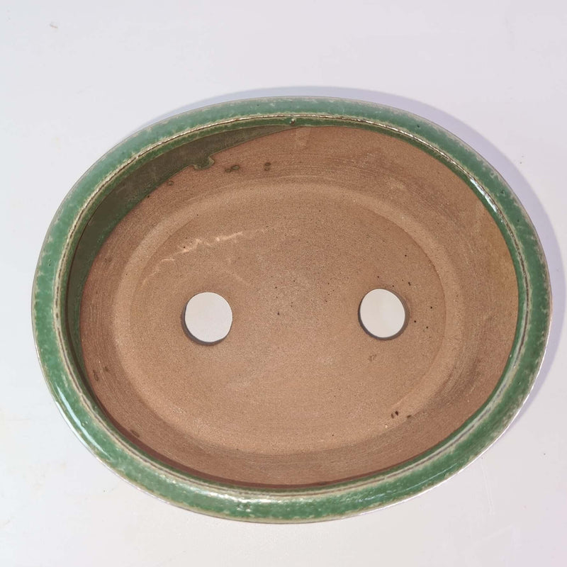 13cm Glazed Bonsai Pot | Oval | 13cm x 10cm x 5cm | Green