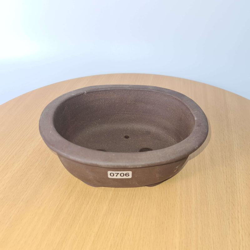 16cm Unglazed Bonsai Pot | Oval | 16cm x 13cm x 7cm | Brown