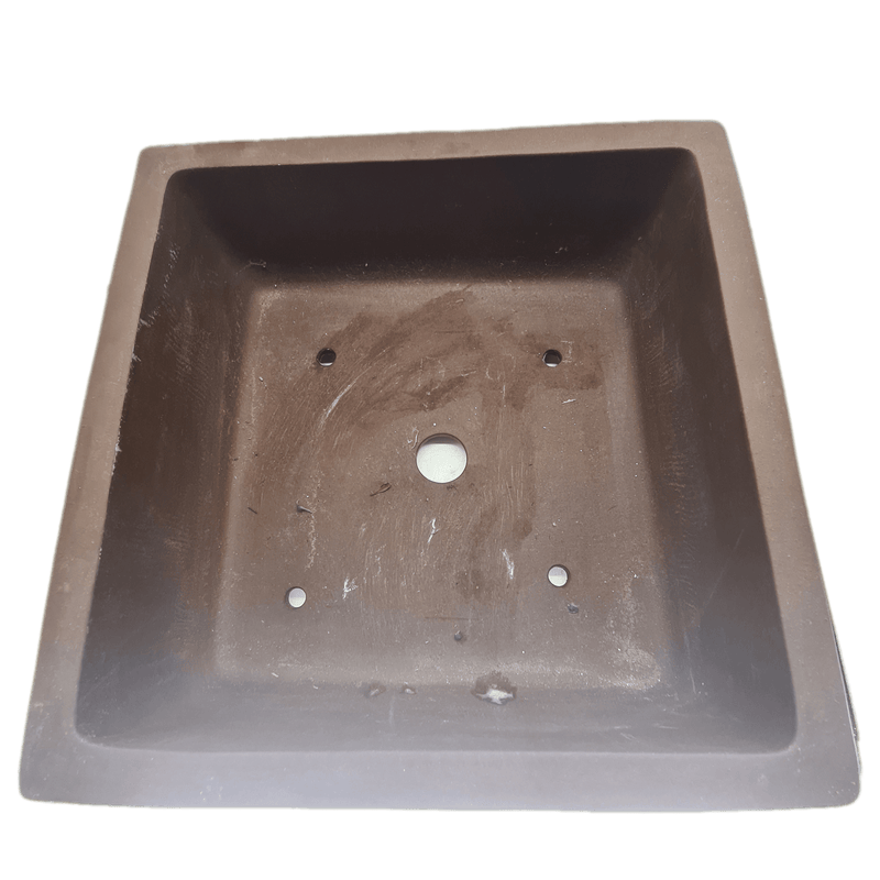 Unglazed Carved Deep Square Bonsai Pot | 31cm x 31cm x 15cm