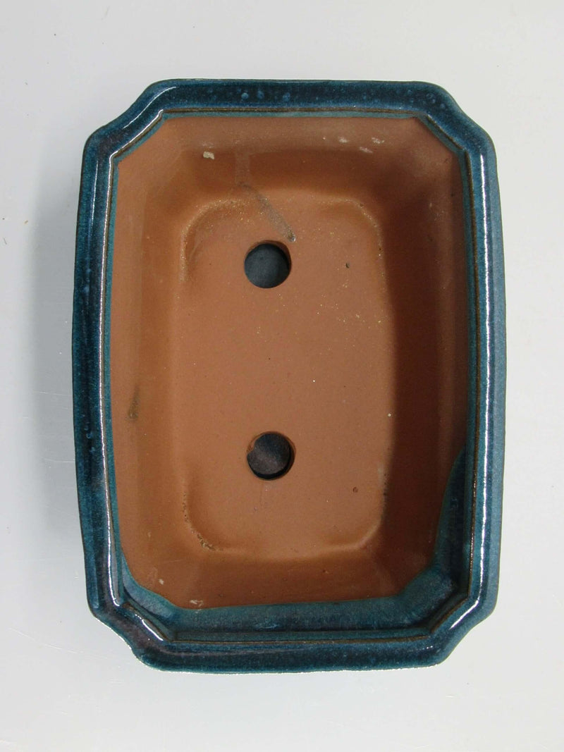 21cm Glazed Bonsai Pot | Rectangle | 21cm x 15cm x 8cm | Turquoise | With drip tray