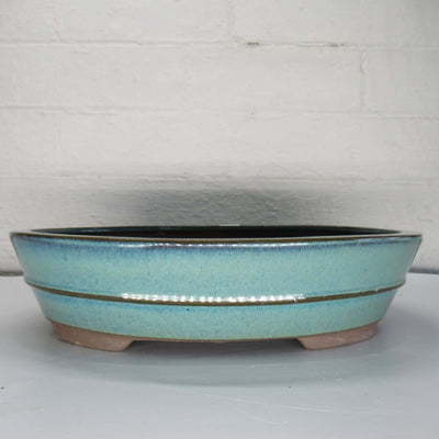 30cm Glazed Bonsai Pot | Oval | 30cm x 23cm x 7cm | Blue