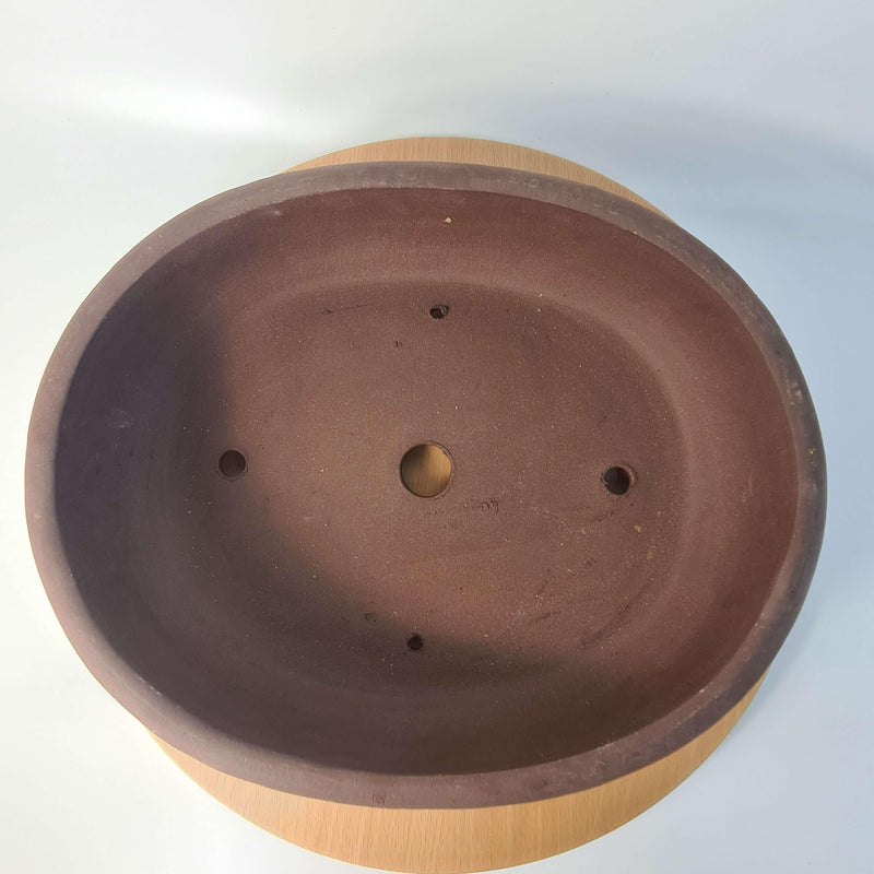 37cm Unglazed Bonsai Pot | Oval | 37cm x 30cm x 9cm | Brown