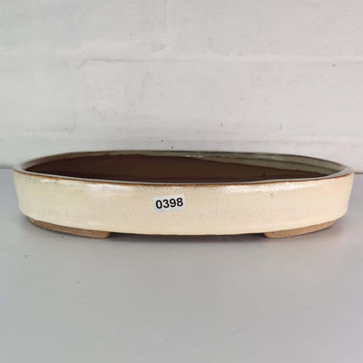 26cm Glazed Bonsai Pot | Oval | 26cm x 19cm x 4cm | Cream