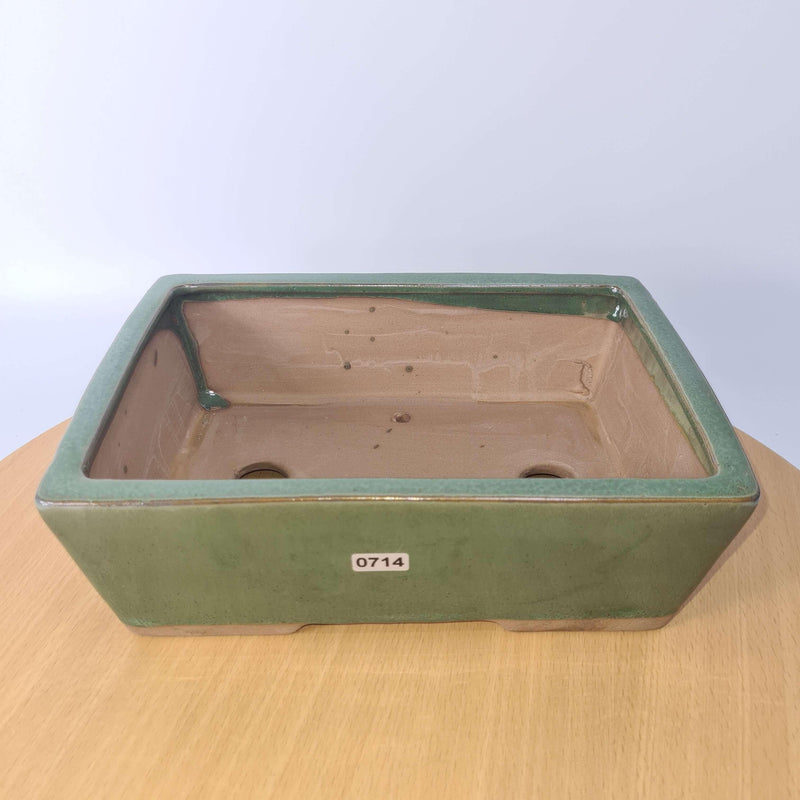 25cm Glazed Bonsai Pot | Rectangle | 25cm x 18cm x 9cm | Green