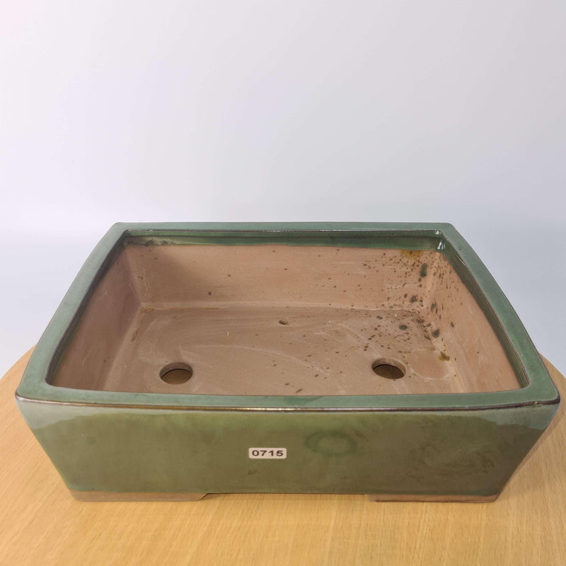 30cm Glazed Bonsai Pot | Rectangle | 30cm x 23cm x 9cm | Green