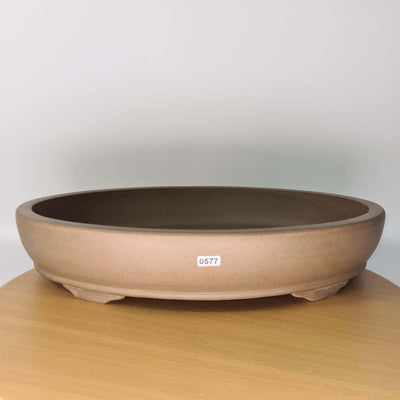 44cm Premium Handmade Unglazed Bonsai Pot | Oval | 44cm x 30cm x 9cm | Brown