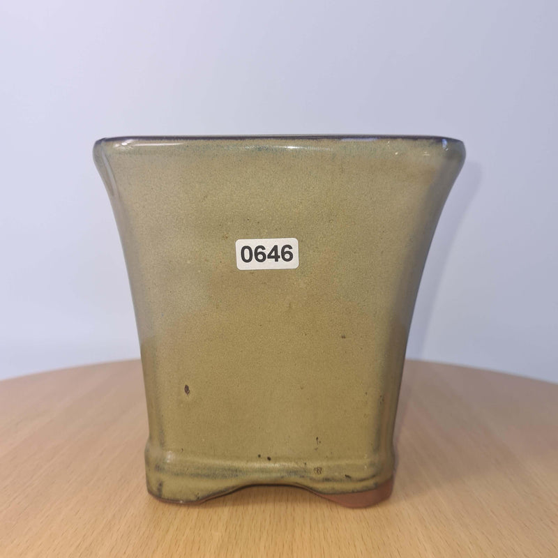13cm Glazed Bonsai Pot | Cascade | 13cm x 13cm x 13cm | Green