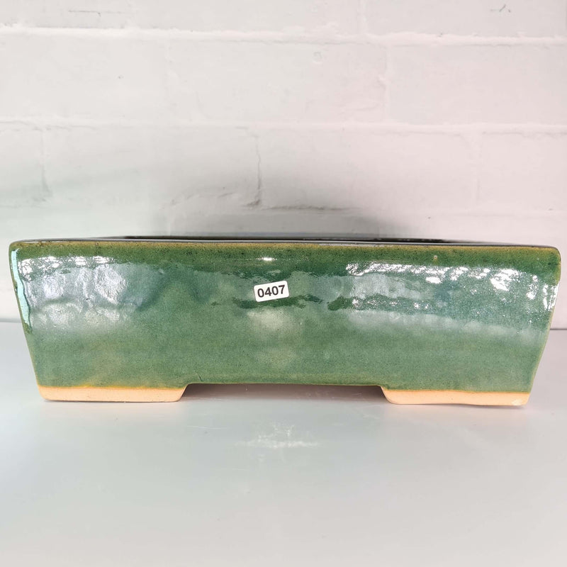 33cm Glazed Bonsai Pot | Rectangle | 33cm x 23cm x 10cm | Green