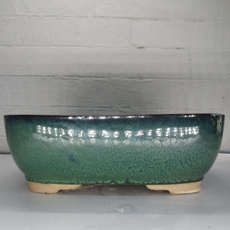 31cm Glazed Bonsai Pot | Rectangle | 31cm x 23cm x 10cm | Green