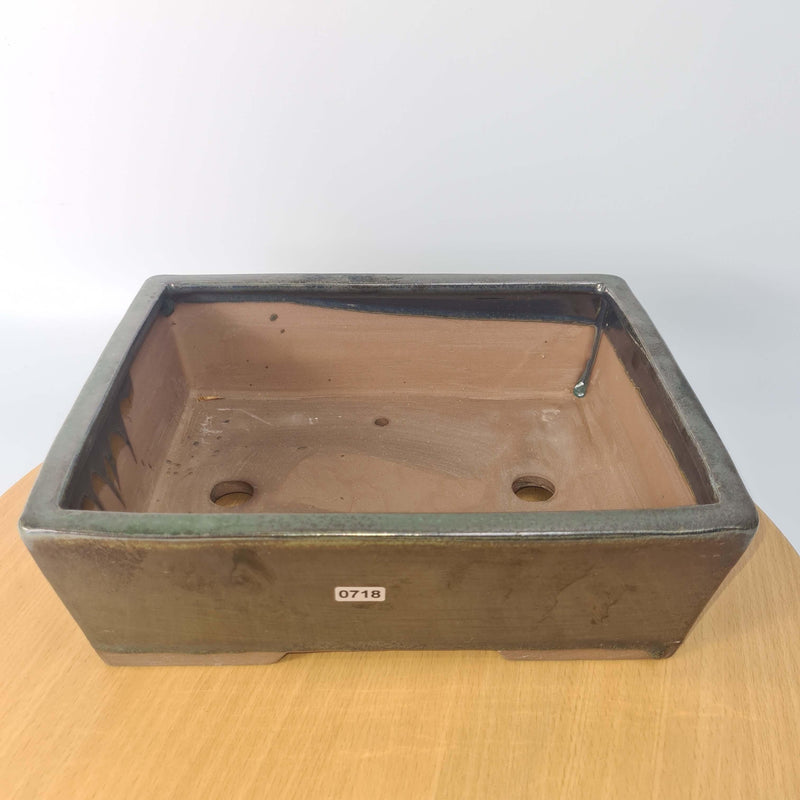 30cm Glazed Bonsai Pot | Rectangle | 30cm x 23cm x 9cm | Silver