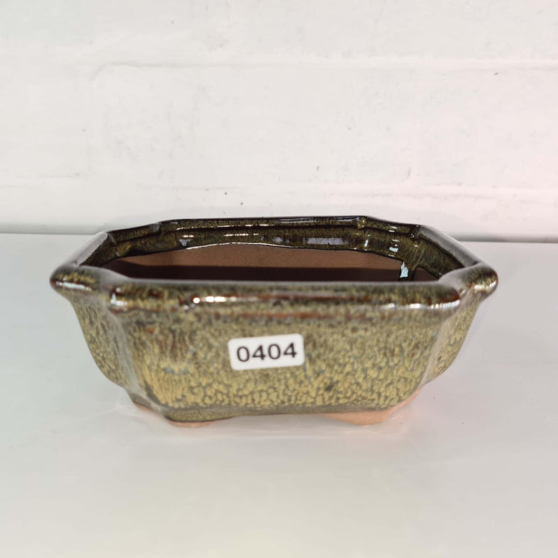 13cm Glazed Bonsai Pot | Rectangle | 13cm x 10cm x 5cm | Green