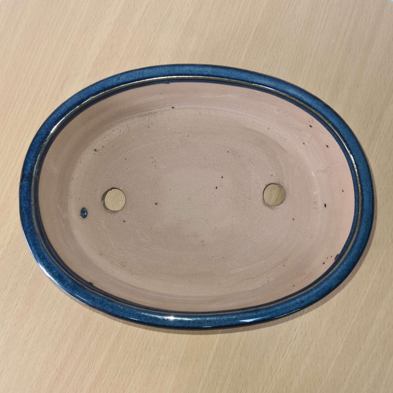 22cm Glazed Bonsai Pot | Oval | 22cm x 16cm x 7cm | Blue